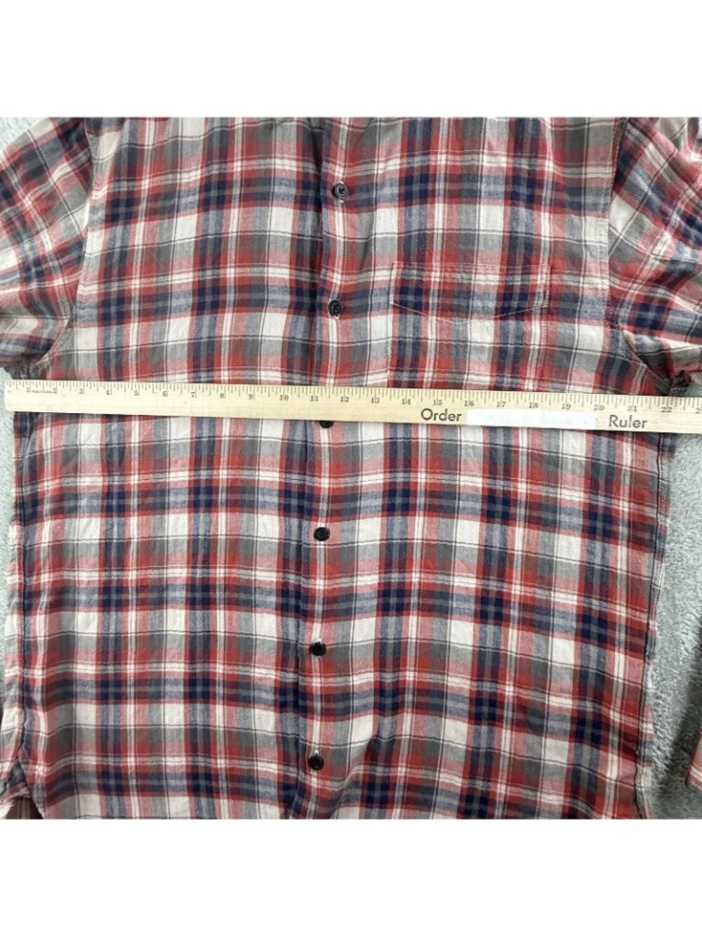 Rag & Bone Shirt Mens Large Red Plaid Flannel Button Up Long Sleeve Pocket USA